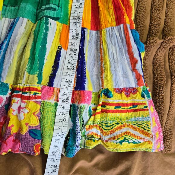 Jams World Vtg 90s Boho Maximalist Dopamine Hawaiian Floral Hattie Tier Dress S - Picture 8 of 8